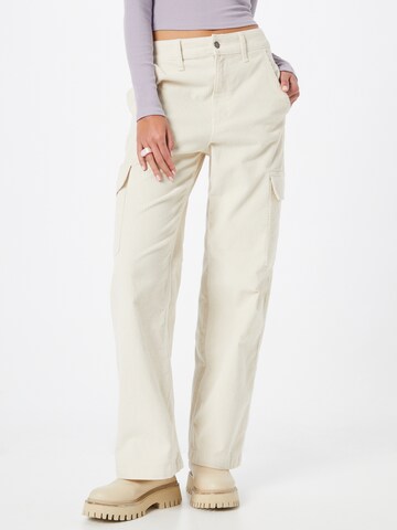 HOLLISTER Loose fit Cargo trousers in White: front