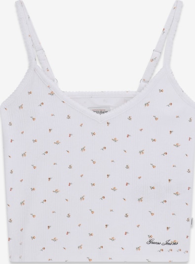 GUESS JEANS Top 'POINTELLE' u žuta / kaki / koraljna / bijela, Pregled proizvoda