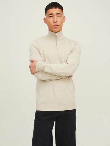 JACK & JONES Sweater 'JJEmil' in Beige: front