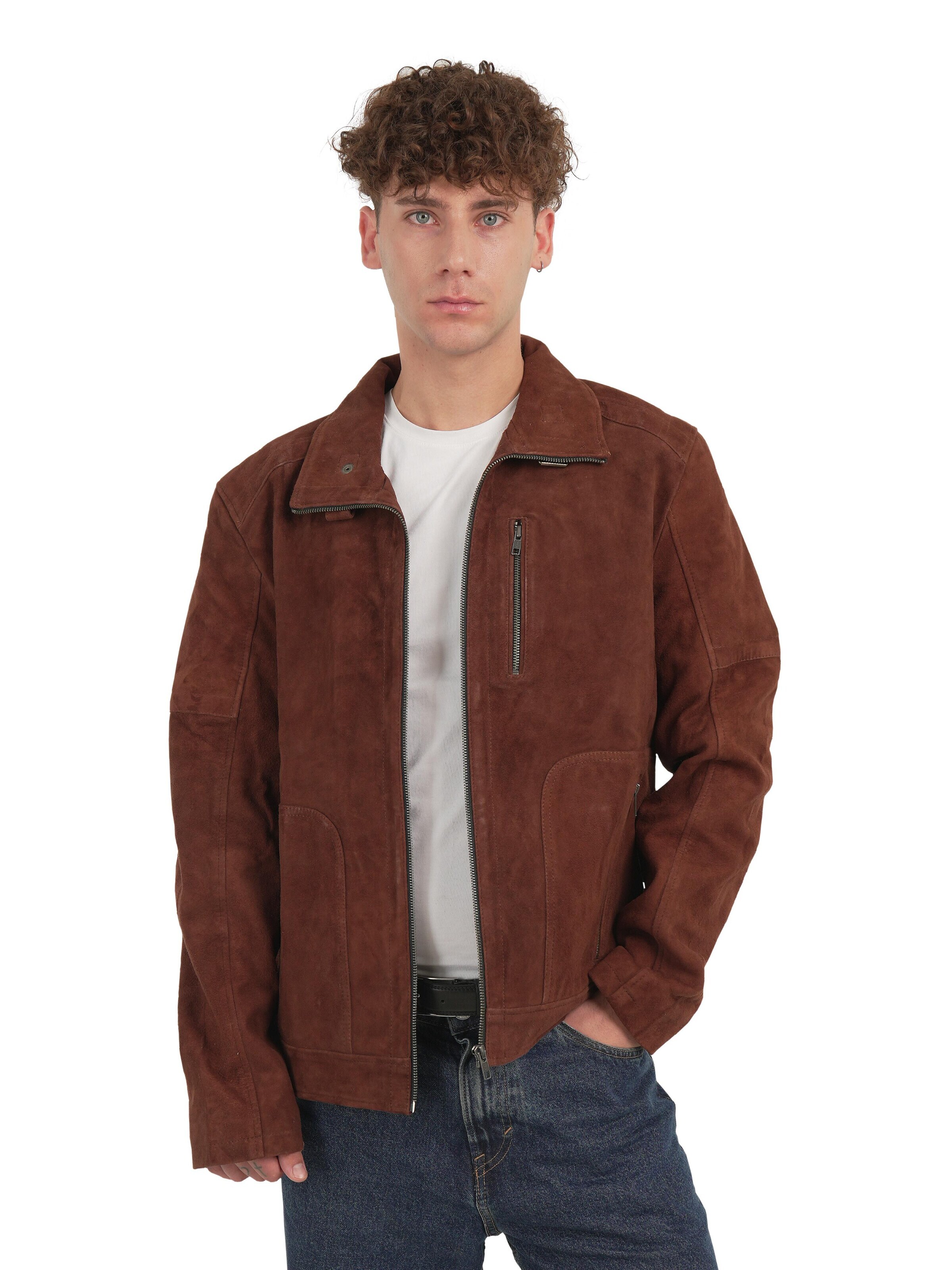 Giacca di mezza stagione 'Tobacco Suede' di Chic and Clicks in marrone