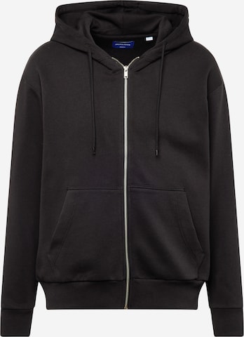 JACK & JONES Zip-Up Hoodie 'ZEPHYR' in Black: front