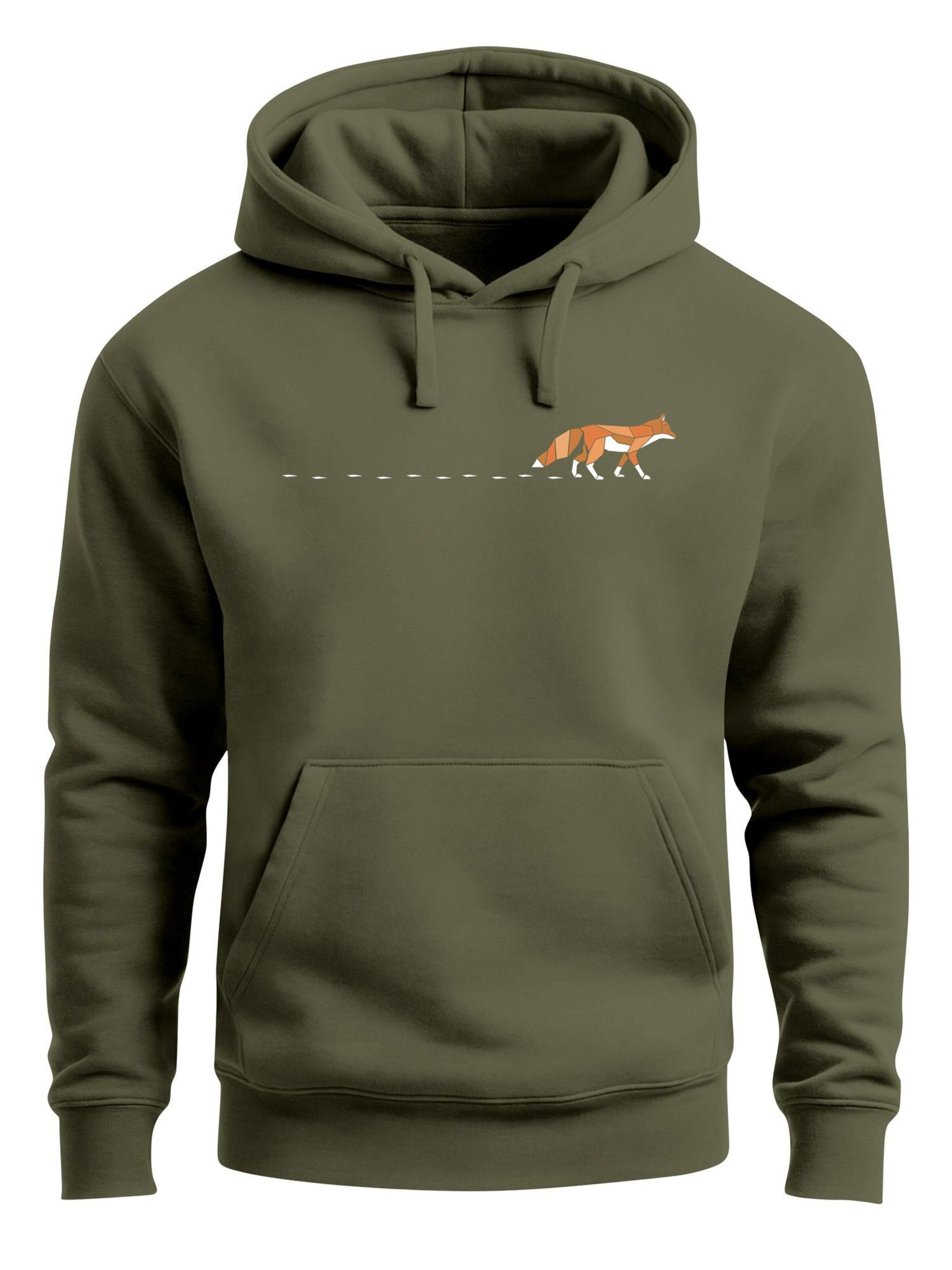 Neverless Sweatshirt 'Walking Fox' in Green: front