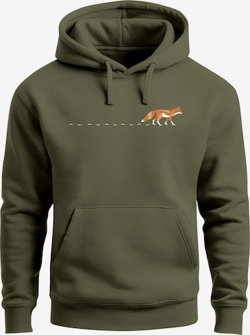 Neverless Sweatshirt 'Walking Fox' in Grün: Vorderseite