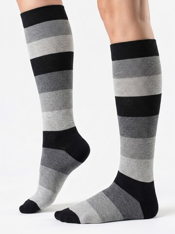 footstar Knee High Socks 'Ringel' in Grey: front