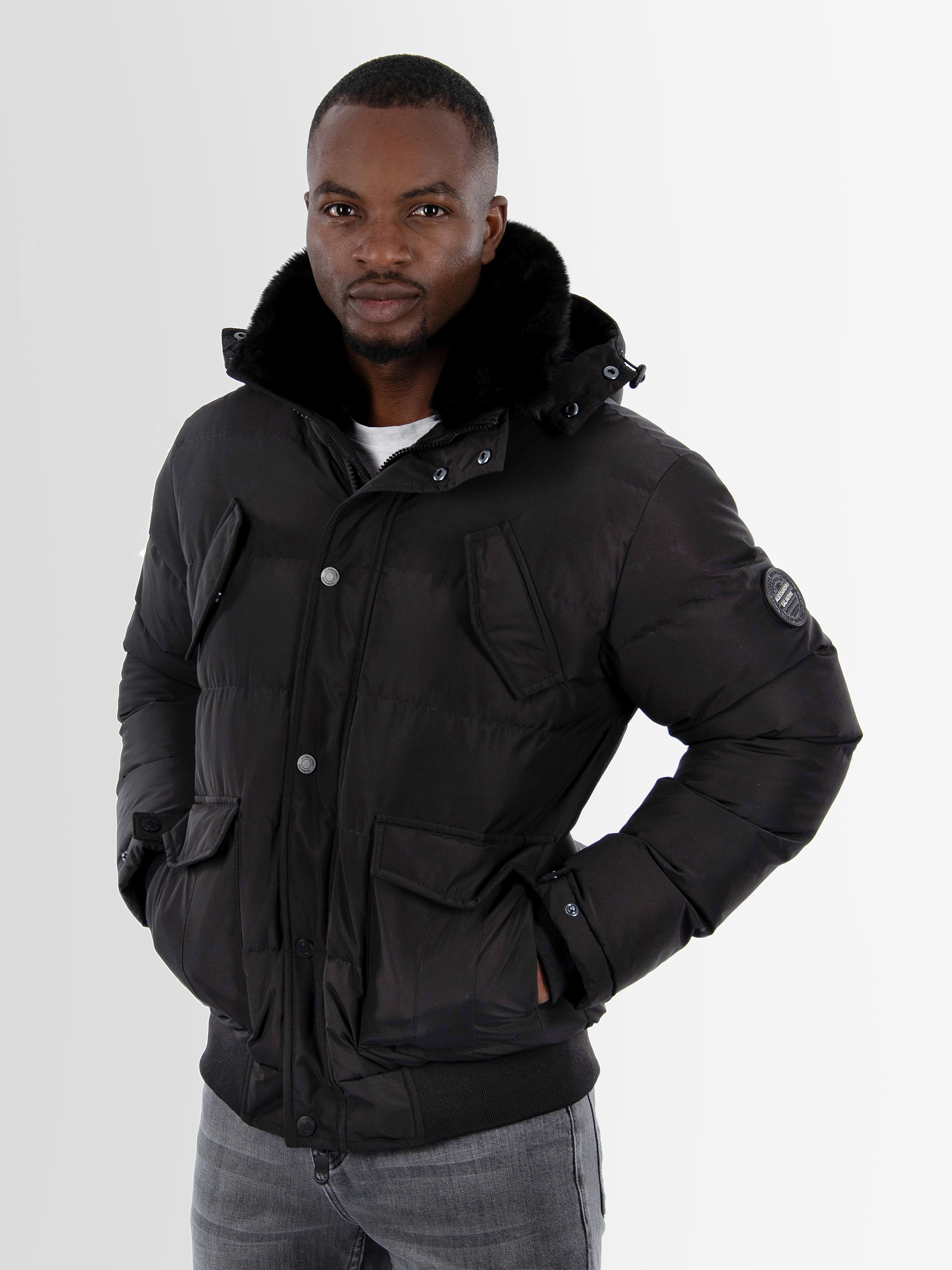 Giacca Invernale Uomo Alessandro Salvarini AS432 - Impermeabile Con Cappuccio E Fodera In Pile (S-3XL)