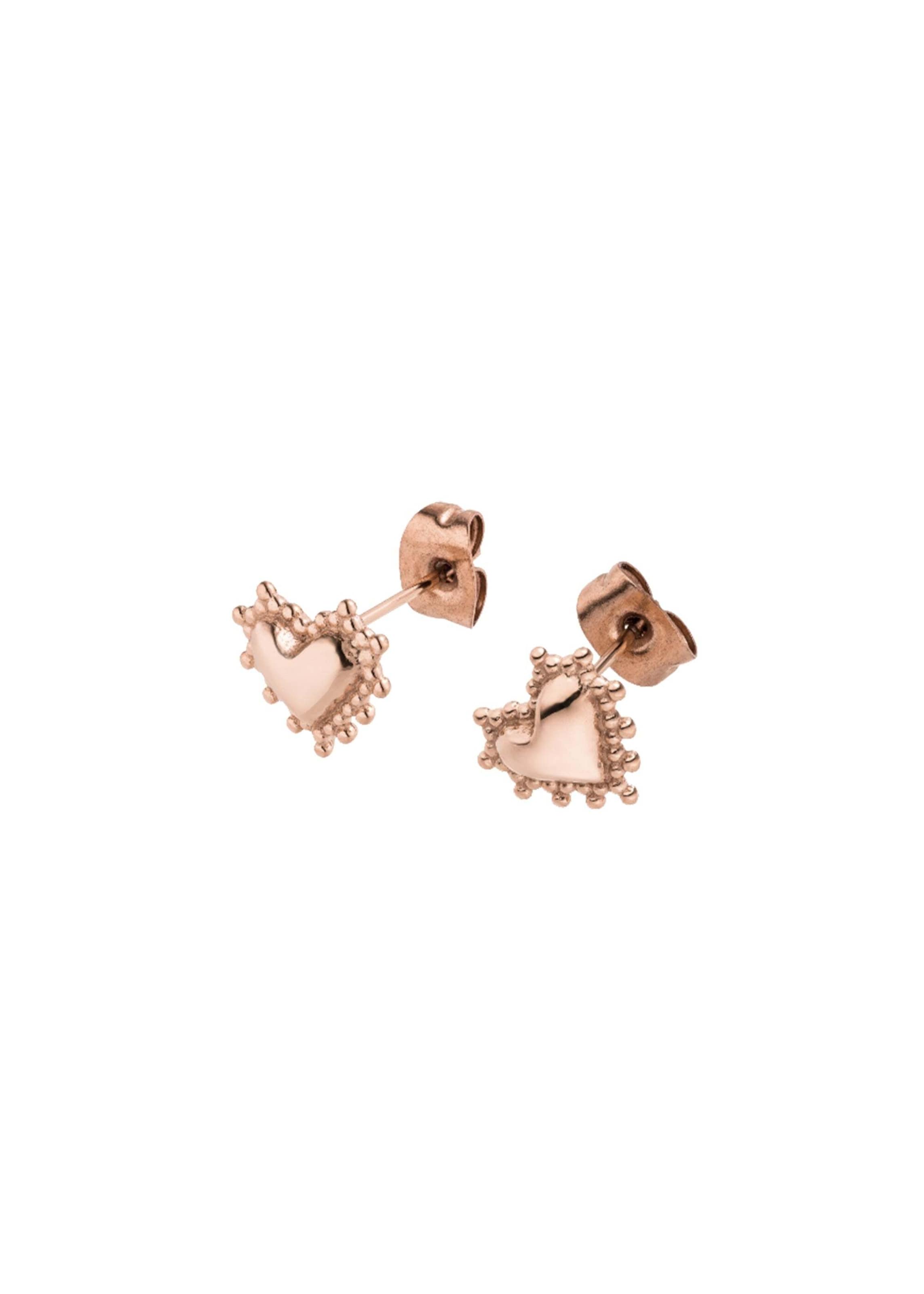 PURELEI Boucles d'oreilles 'Delicate Heart' en or rose, Vue avec produit