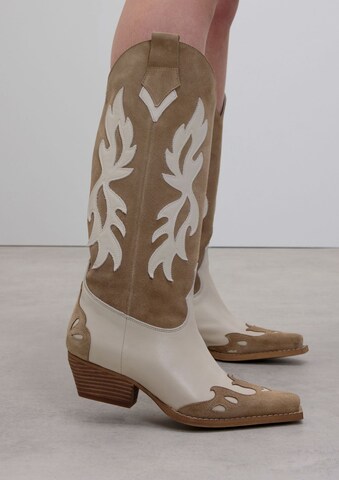 Bottes de cowboy SACHA en beige : devant