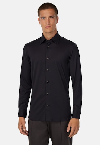 Boggi Milano Regular fit Overhemd in Zwart: voorkant