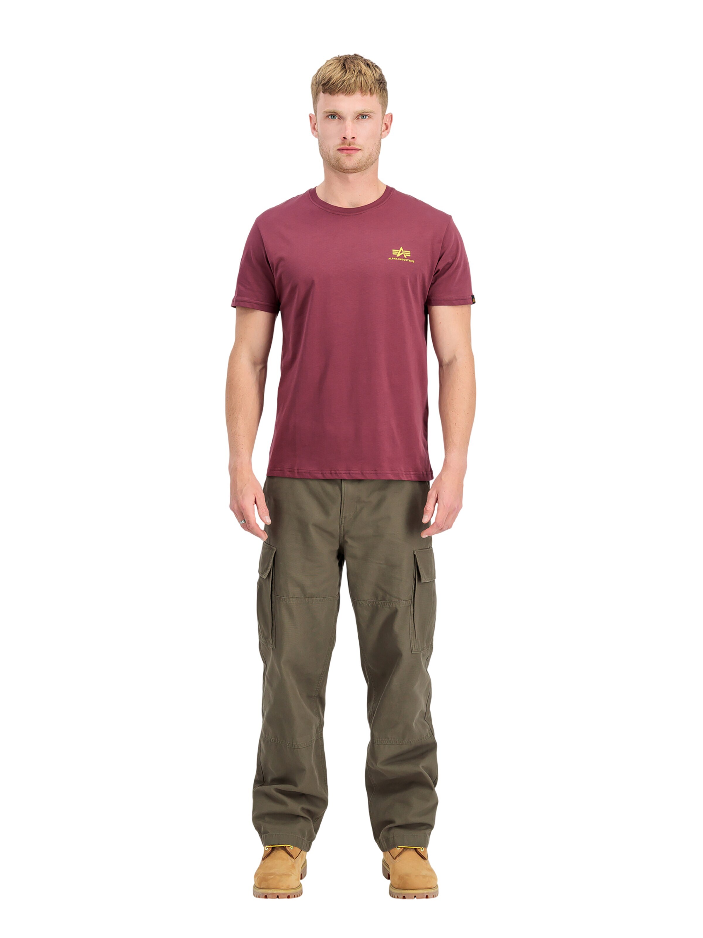 ALPHA INDUSTRIES Regular fit Shirt 'Basic Small Logo' in Red