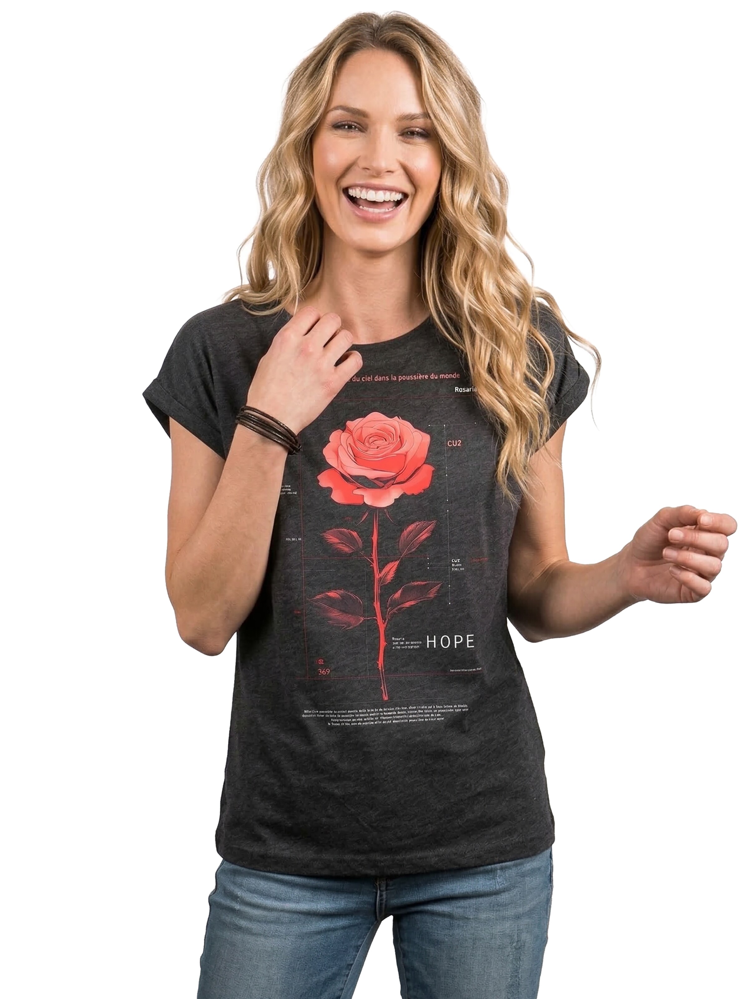 MAKAYA Shirt 'Pink Rose' in Grey