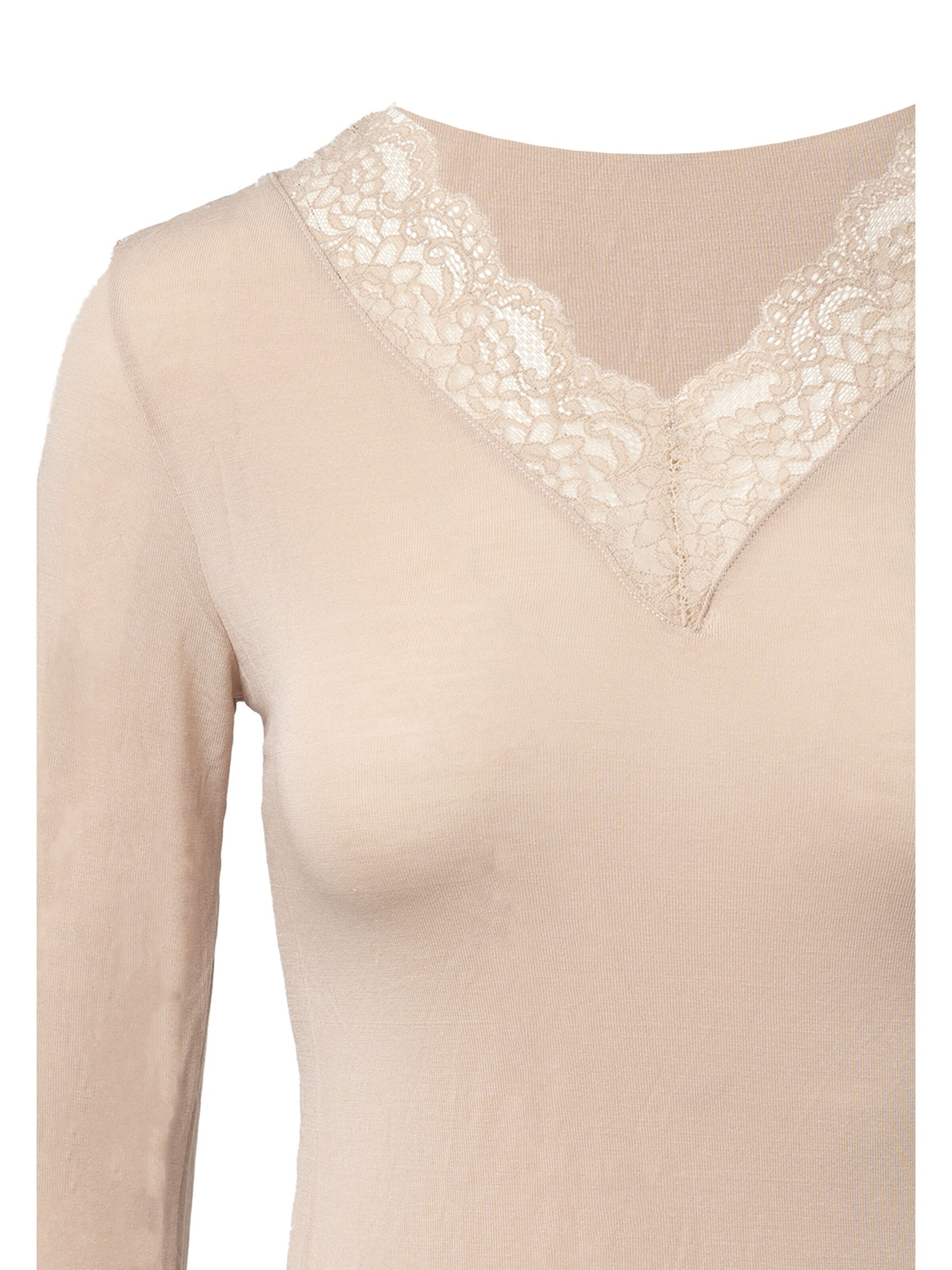 Ciocca - Camiseta térmica 'Maglia Intima con Pizzo in Cashmere Modal Scollo a V' en beige