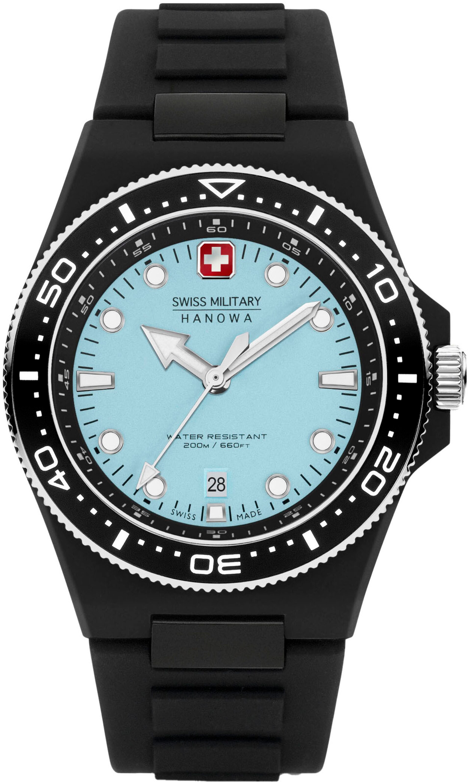 SWISS MILITARY HANOWA Uhr 'Ocean Pioneer' in Schwarz: Vorderseite