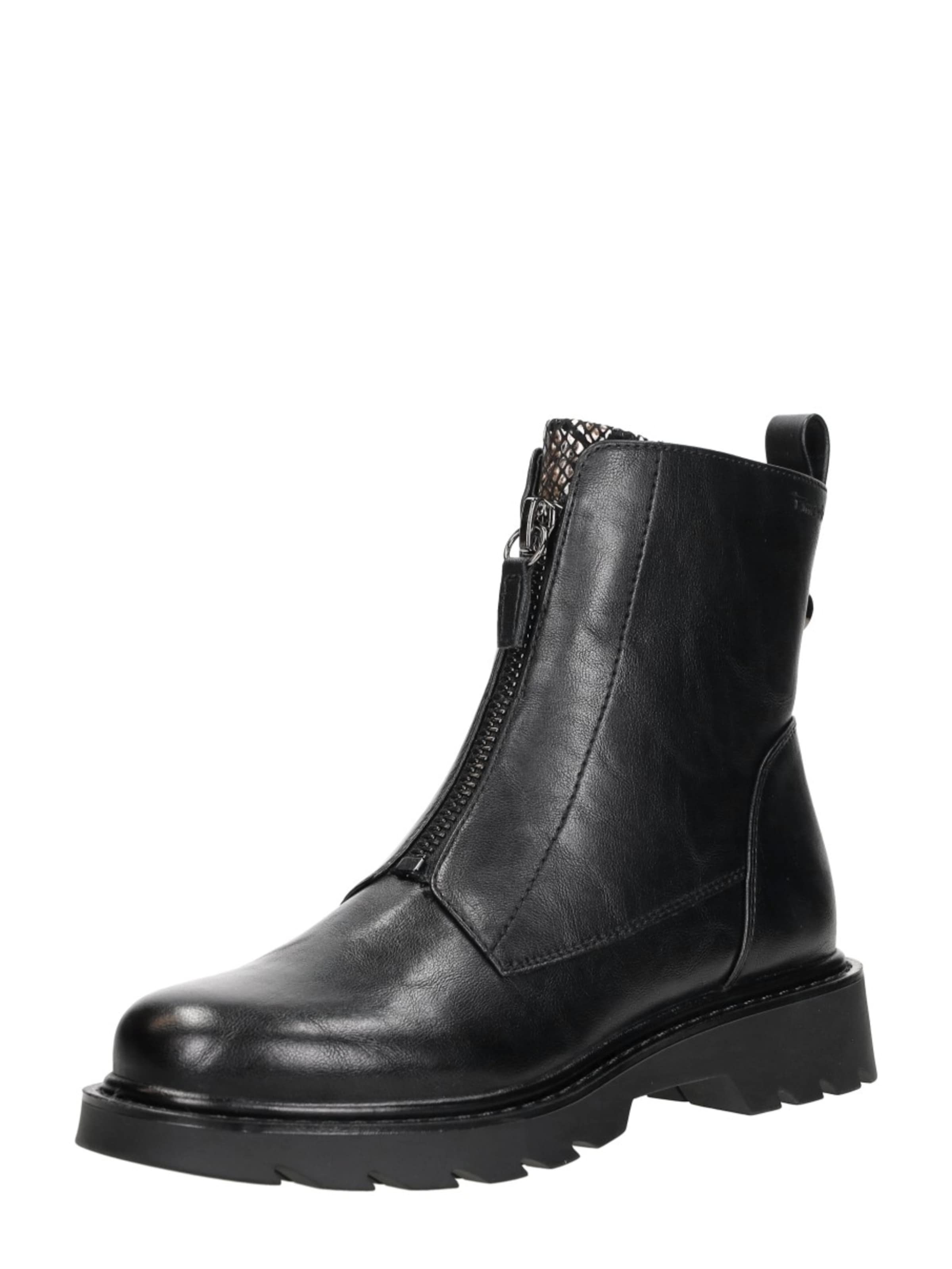 Tamaris Boots 'Enkellaarsjes Plat' in Zwart