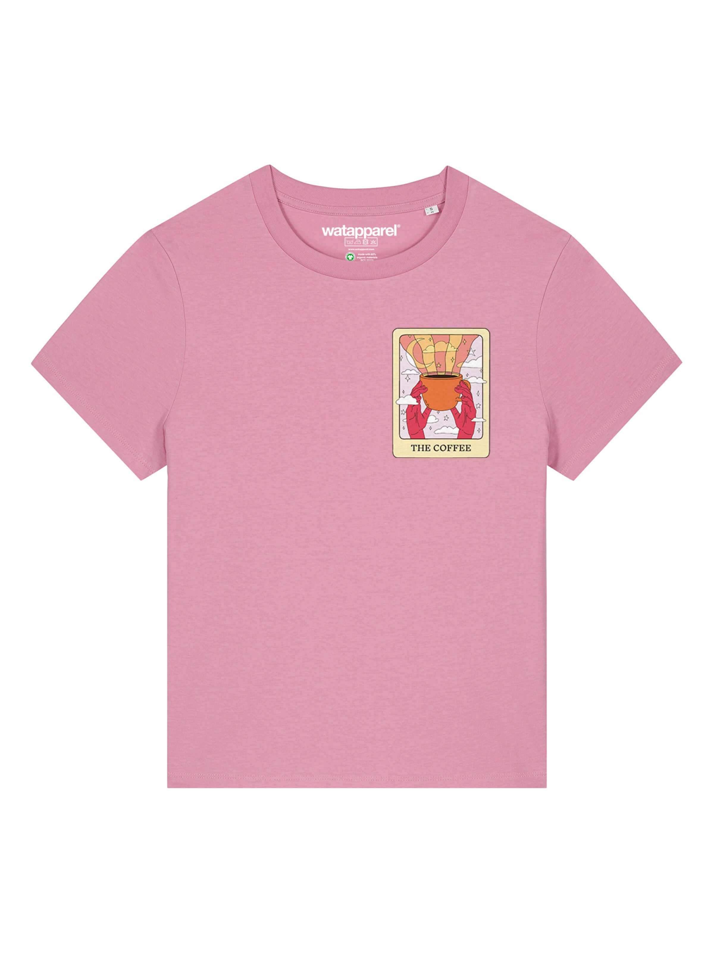 T-shirt 'Tarot The Coffee' Watapparel en rose : devant