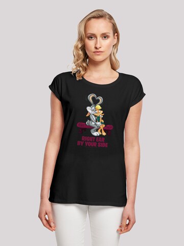F4NT4STIC Shirt 'Looney Tunes Bugs And Lola Valentine's Cuddle' in Black: front