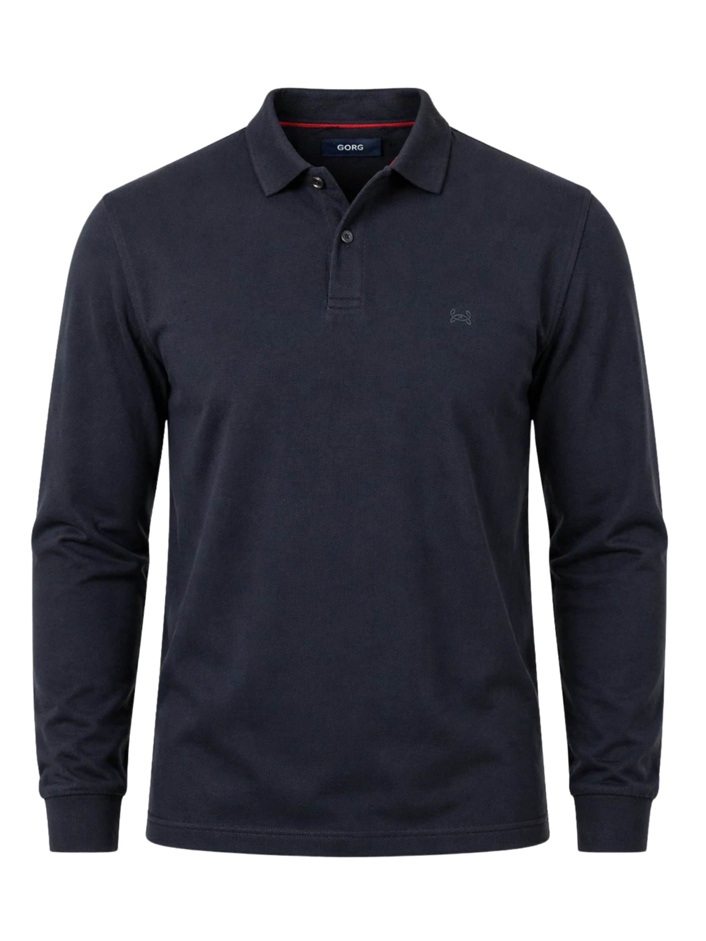 GORG Shirt 'Herren Langarm Poloshirt aus 100% Bio-Baumwolle' in Blue: front