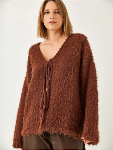 Bianco Lucci Gebreid vest in Bruin: voorkant