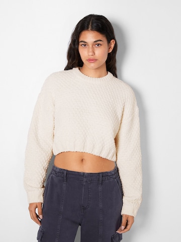 Pull-over Bershka en beige : devant