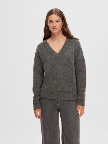 SELECTED FEMME Пуловер 'Maline' в сиво: отпред