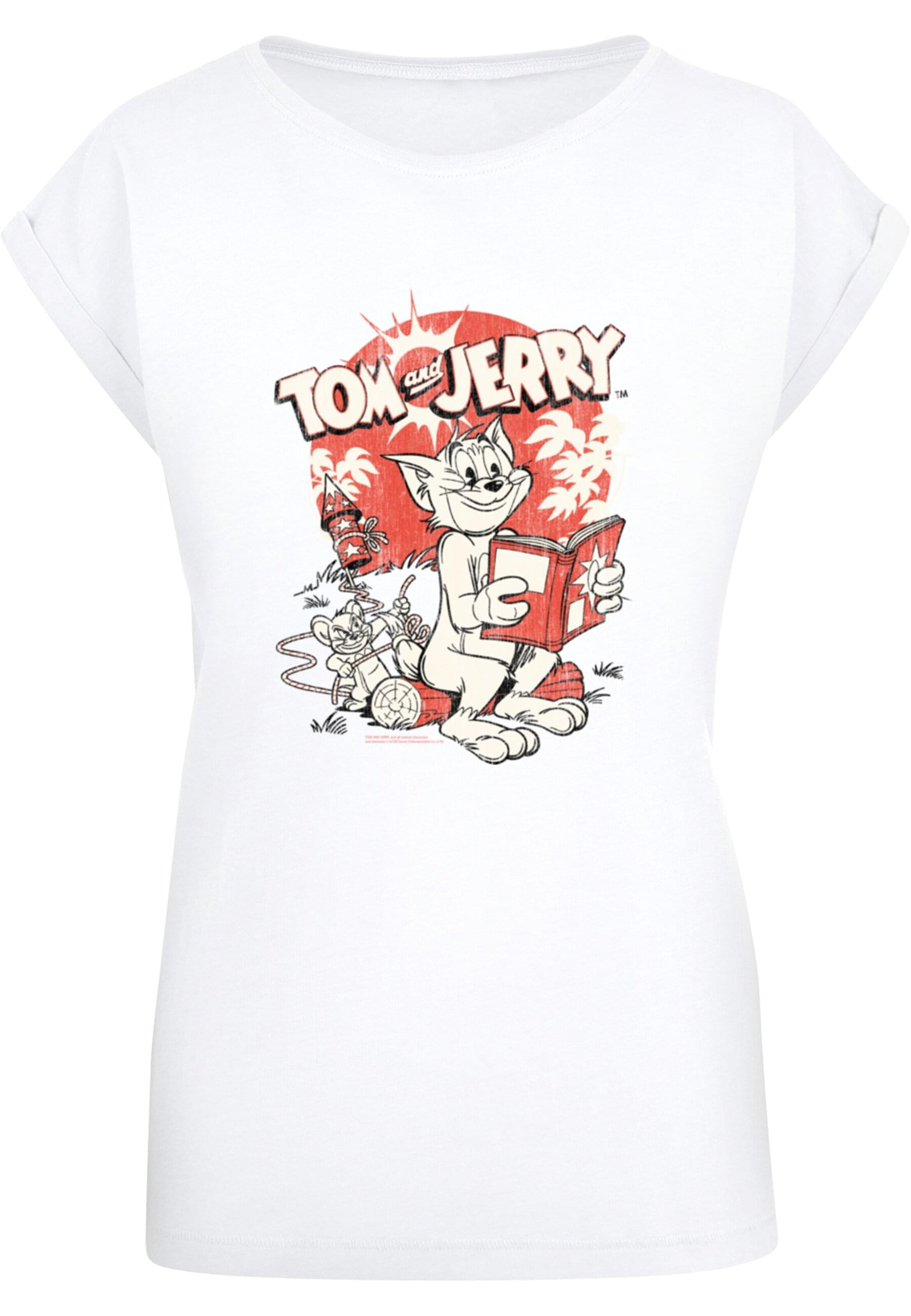 ABSOLUTE CULT T-Shirt 'Tom and Jerry - Rocket Prank' in Weiß: Vorderseite