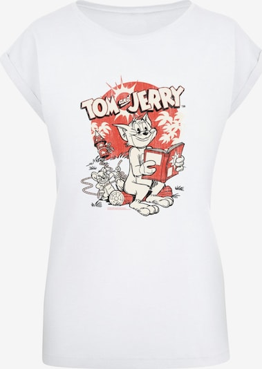 ABSOLUTE CULT T-shirt 'Tom and Jerry - Rocket Prank' en jaune pastel / corail / noir / blanc, Vue avec produit