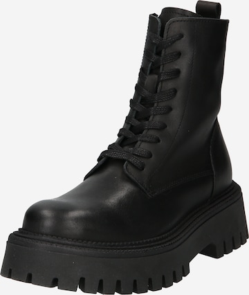 PS Poelman Lace-Up Ankle Boots in Black: front