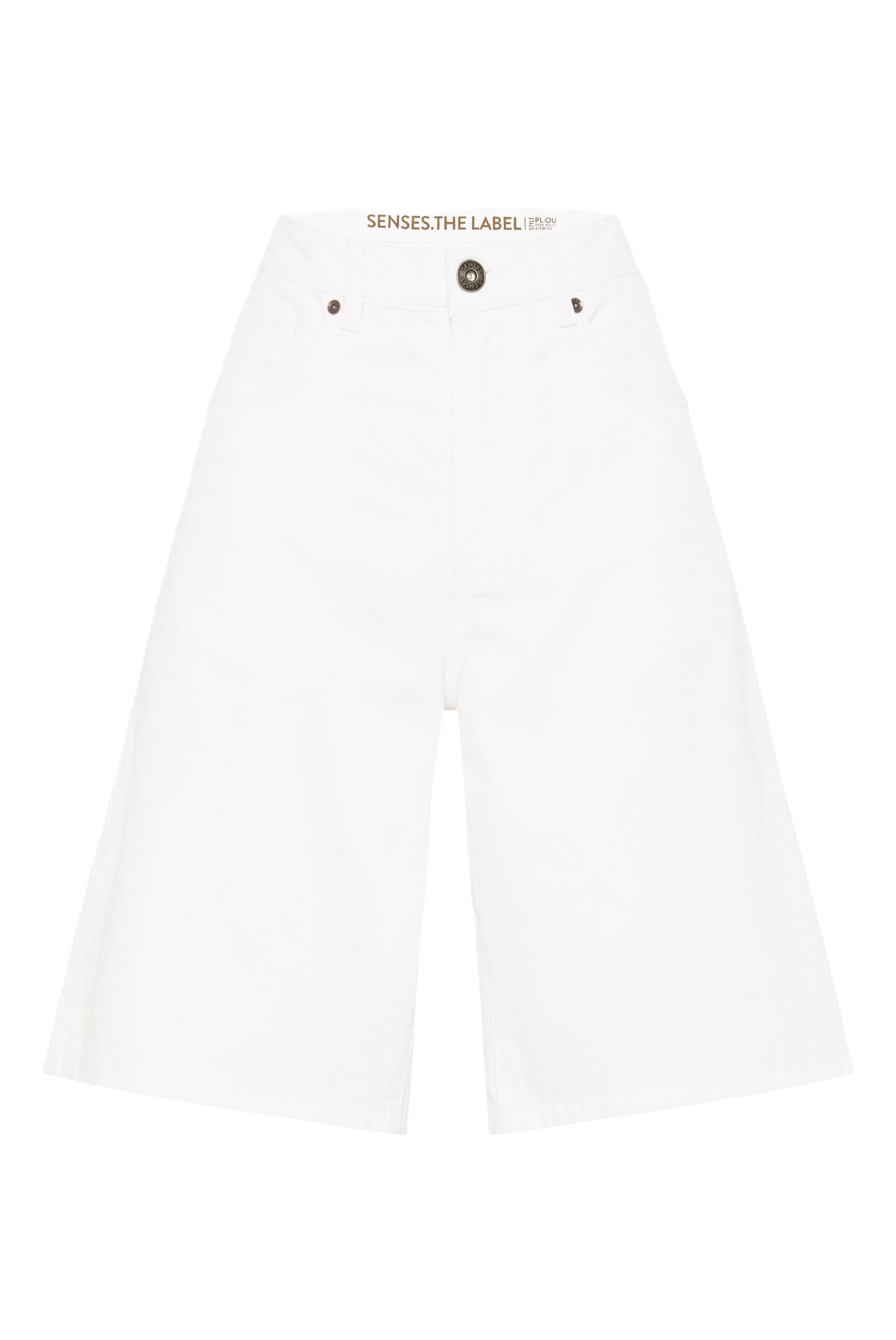 SENSES.THE LABEL Loosefit Denim Bermuda PL:OU in Weiß: Vorderseite
