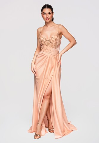 Robe de soirée Ombre en beige : devant