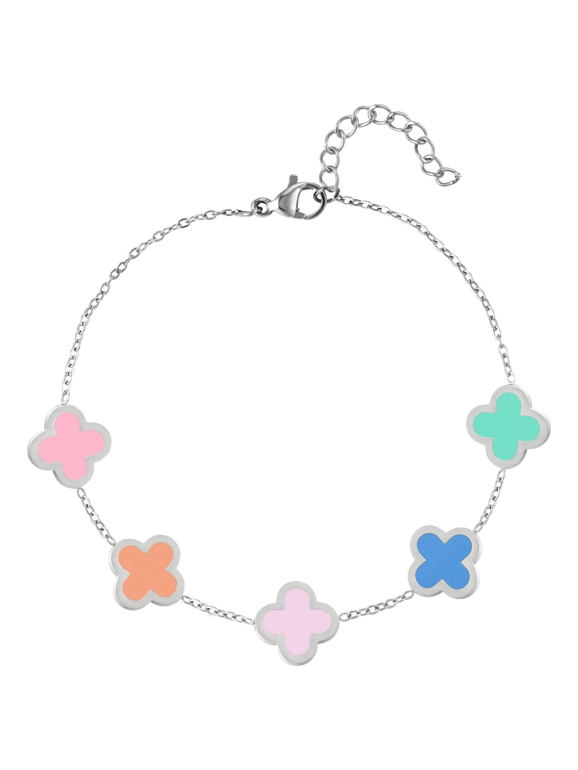 Cala Rose - Pulseira 'HAPPY CLOVER' em prata: frente