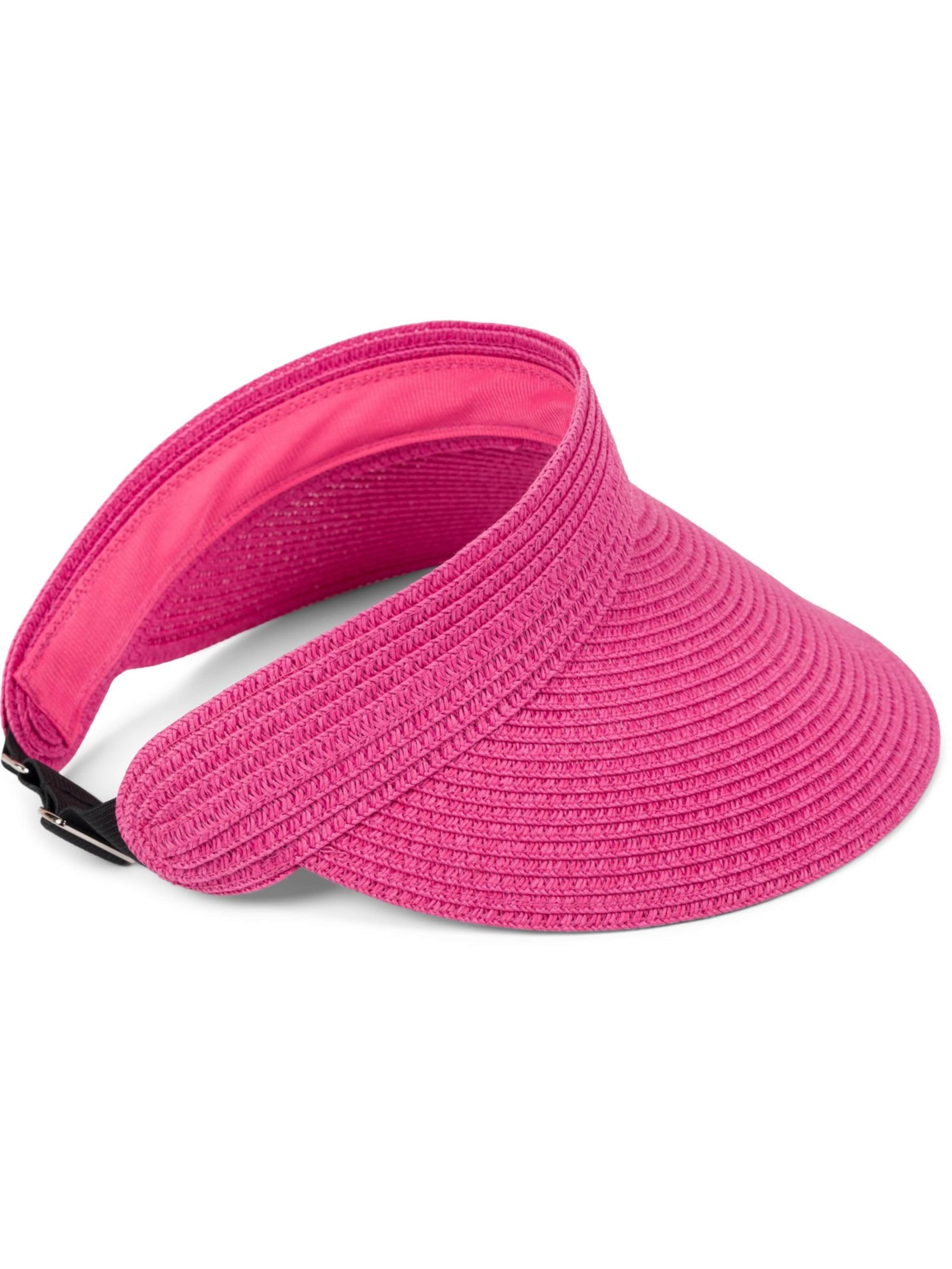styleBREAKER Cap 'Papierstroh Visor Cap Einfarbig' in Pink: front
