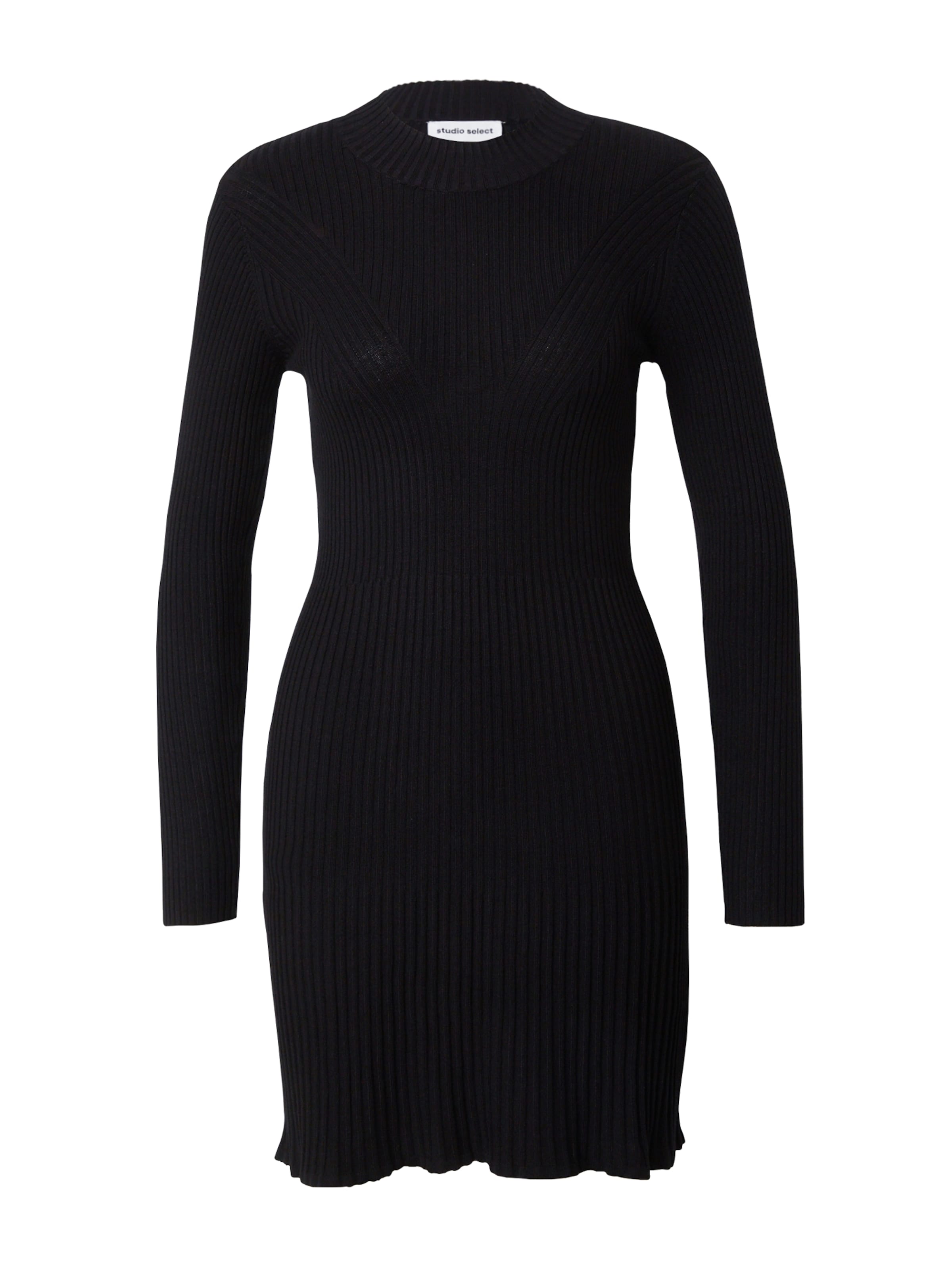 studioselect Плетена рокля в черно: отпред