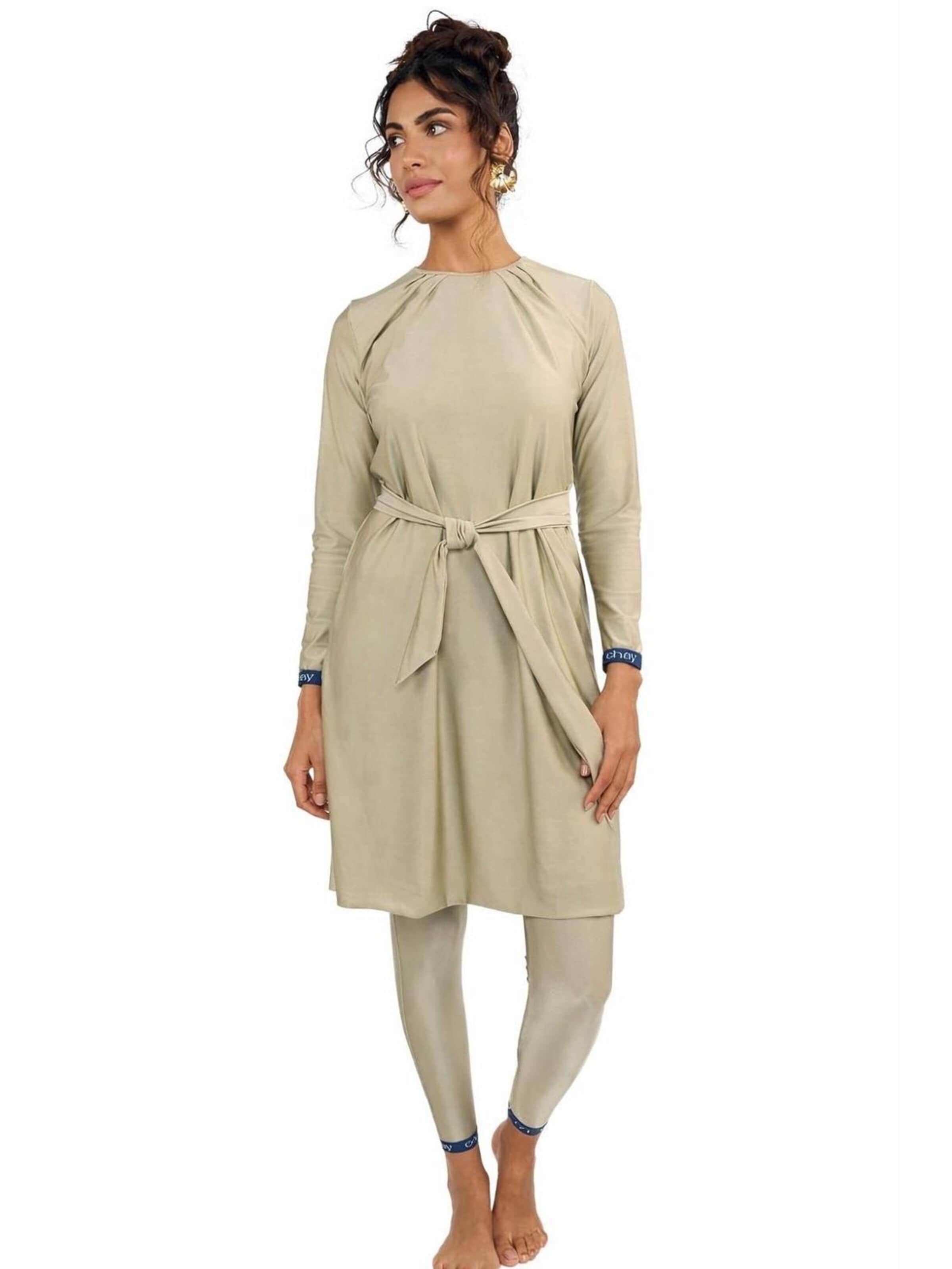 Col haut Maillot de bain 'Chay Nis Elegance Champagne  Burkini - Swimset' Chay en beige