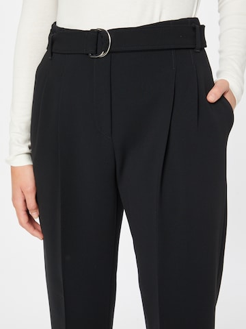 BOSS Black Tapered Pleat-Front Pants 'Tapia' in Black