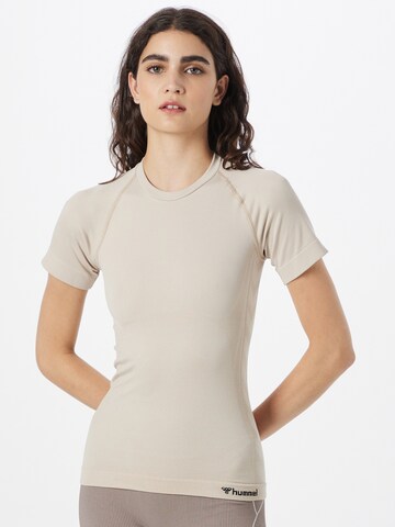 T-shirt fonctionnel Hummel en beige : devant