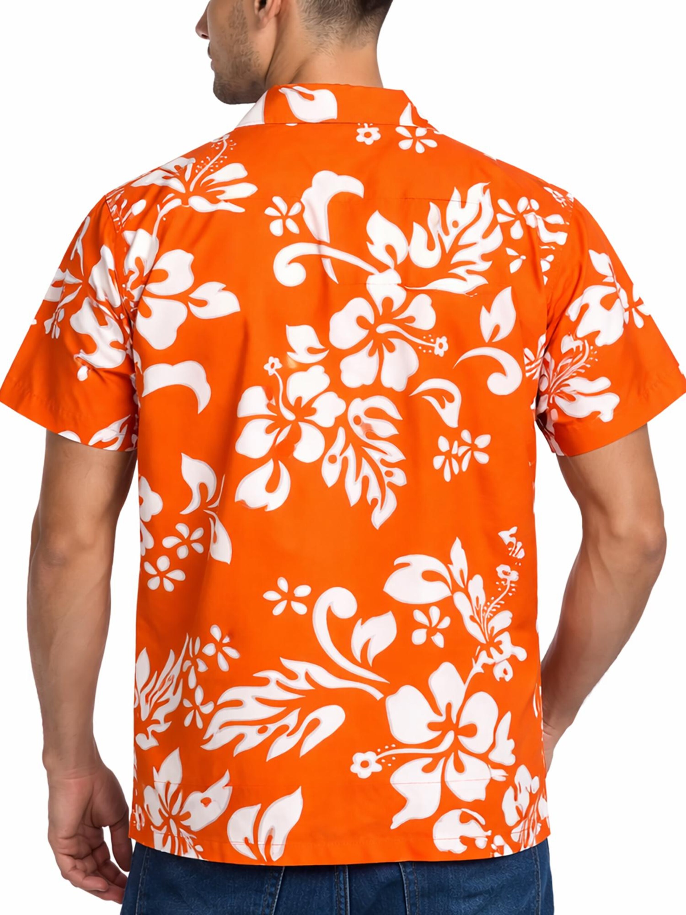 King Kameha Shirt 'Hibiscus'‌ in Orange