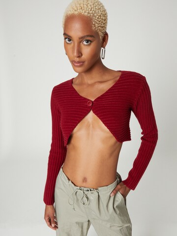 Bella x ABOUT YOU Knit cardigan 'Lauren' in Red: front