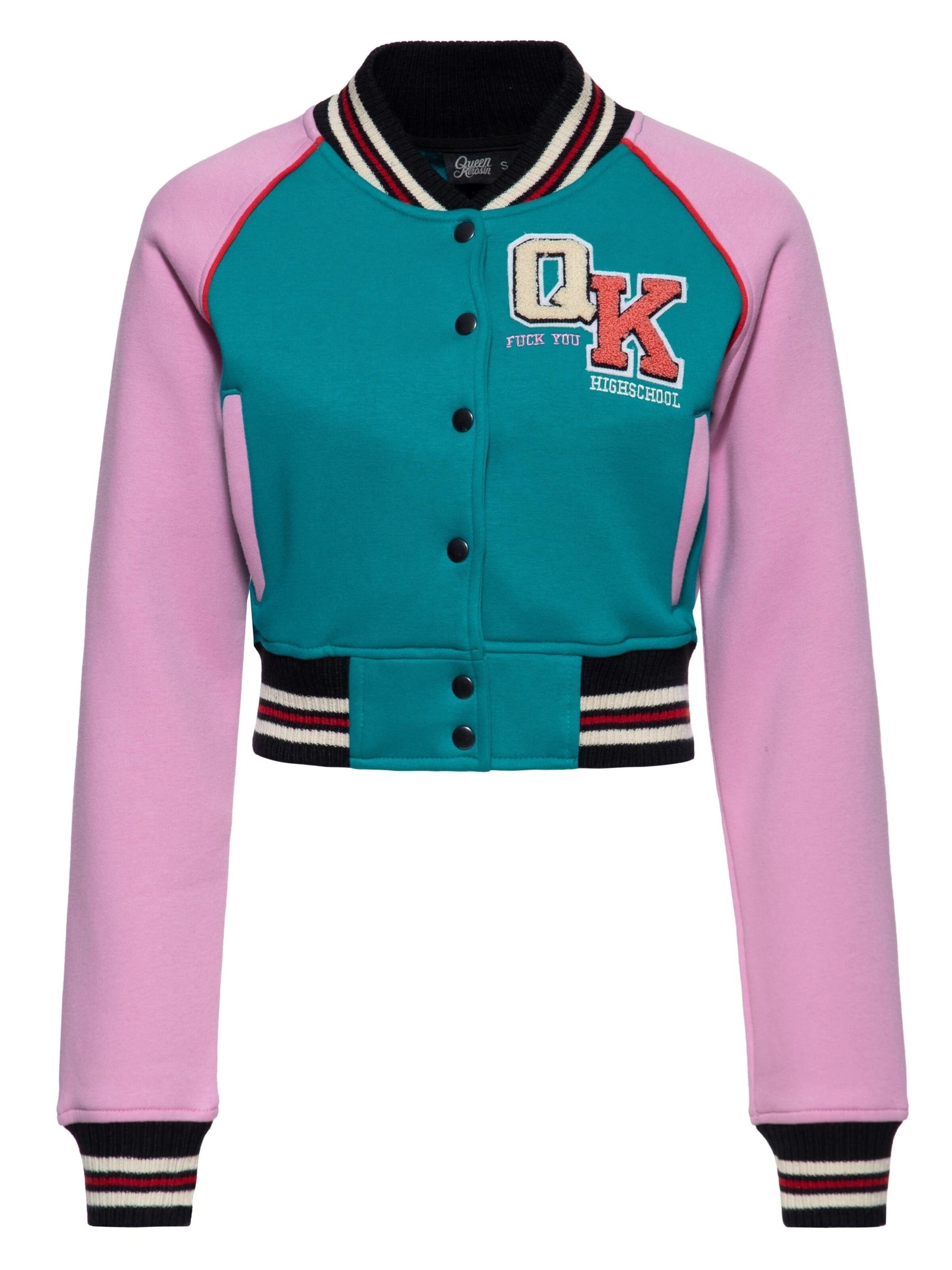 Queen Kerosin Übergangsjacke 'Lucky Cat'‌‌‌‌ in Grün: Vorderseite