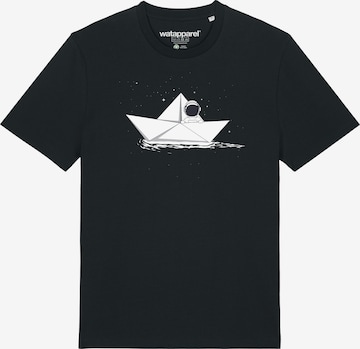 T-Shirt 'Astronaut in paper boat' Watapparel en noir : devant