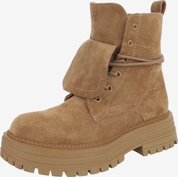 Ital-Design Schnürstiefelette in Braun: Vorderseite