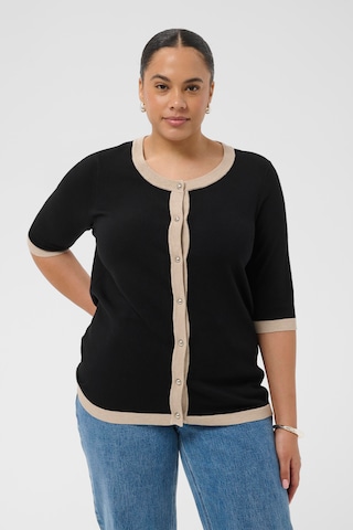 KAFFE CURVE Strickjacke in Schwarz: Vorderseite