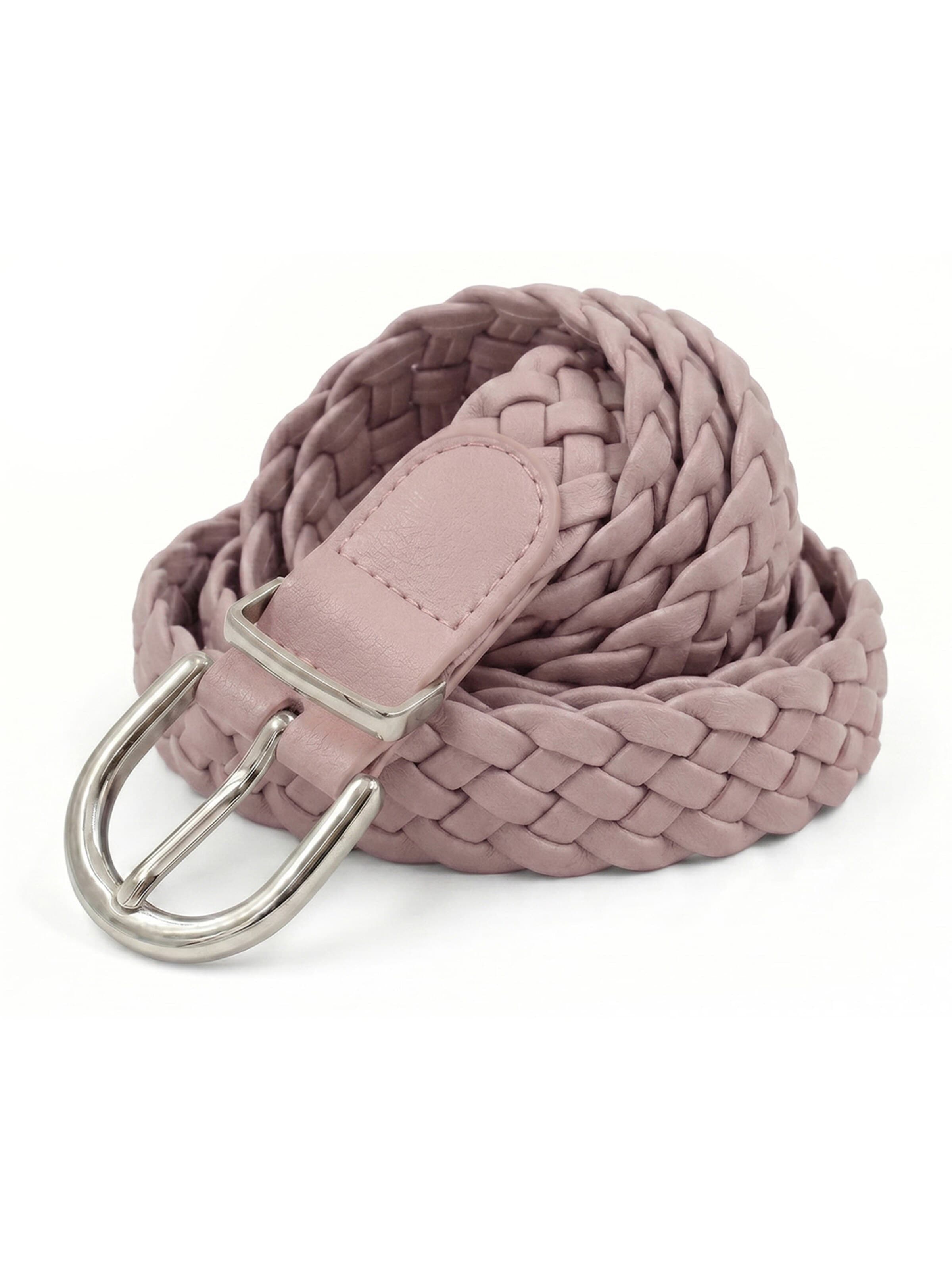 styleBREAKER Gürtel 'Flechtgürtel schmal'‌‌‌‌‌‌‌‌‌‌ in Pink: Vorderseite