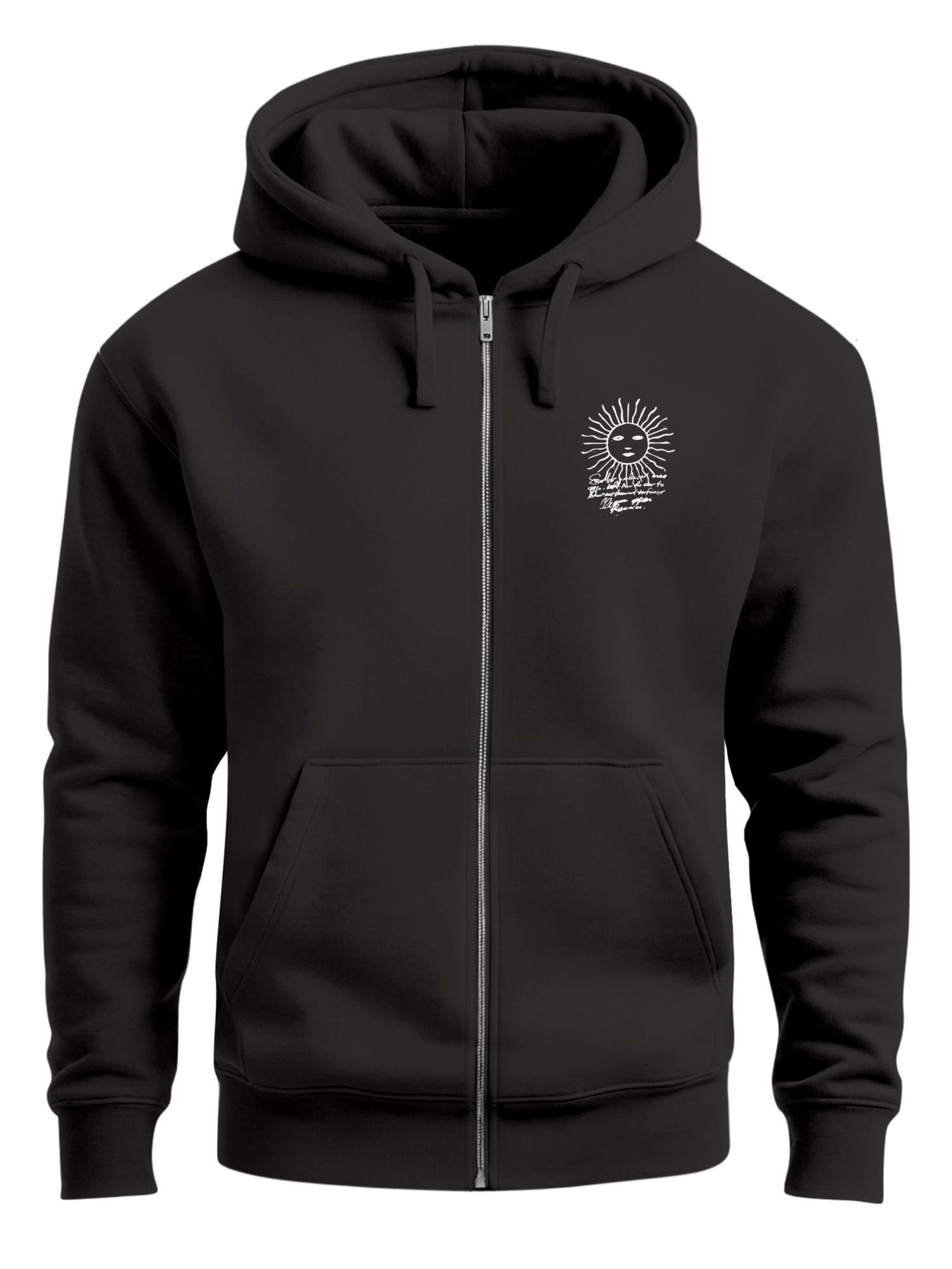 Neverless Zip-Up Hoodie 'Compass' in Black: front