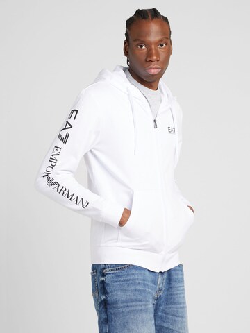 EA7 Emporio Armani Sweatjakke i hvid: forside