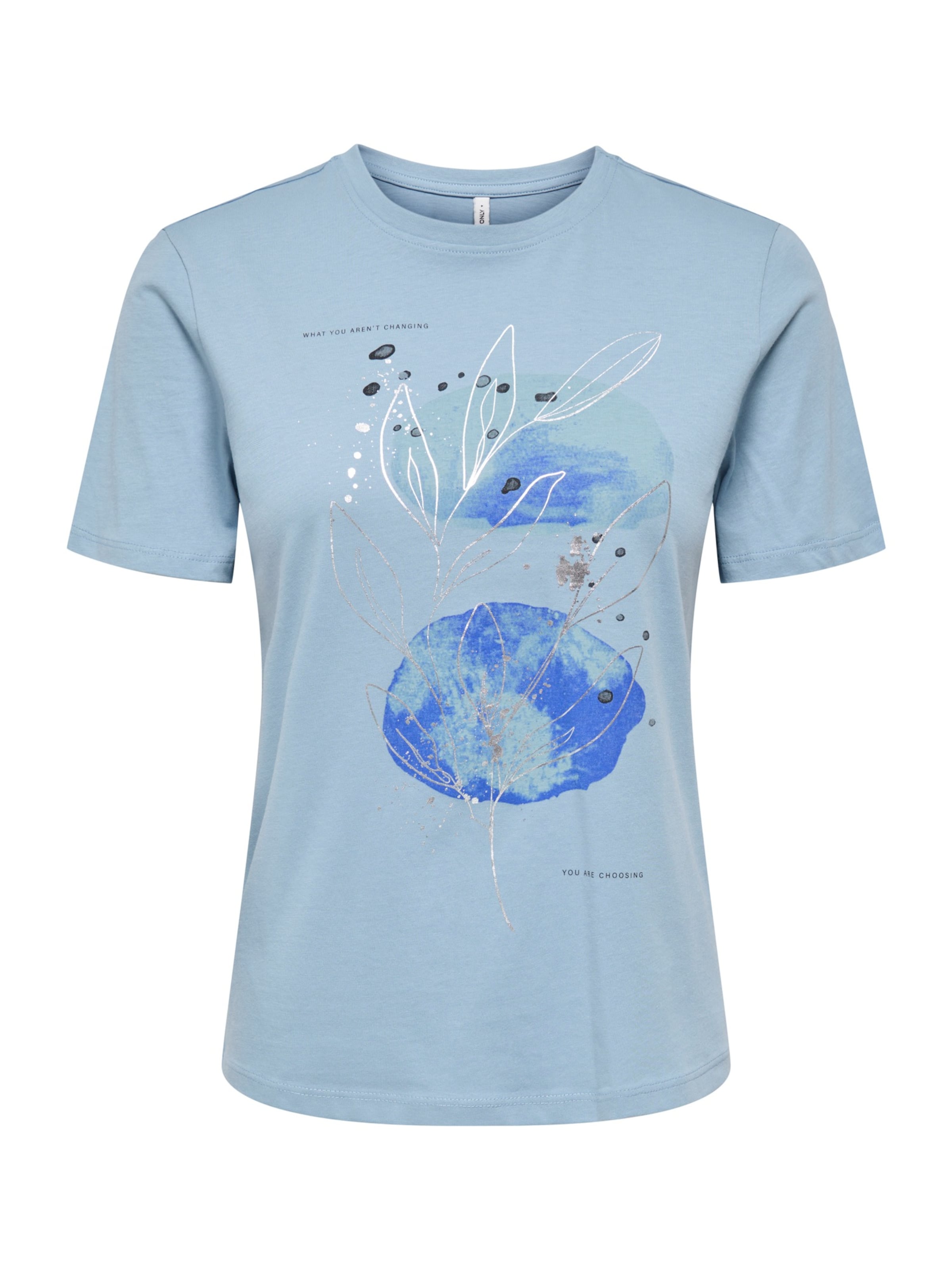 Marškinėliai 'ONLKITA JANY' iš ONLY, spalva – mėlyna / šviesiai mėlyna / antracito spalva / sidabrinė, Prekių apžvalga