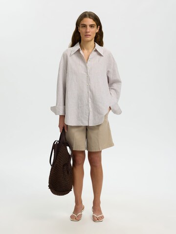 SELECTED Wide Leg Lærredsbukser i brun