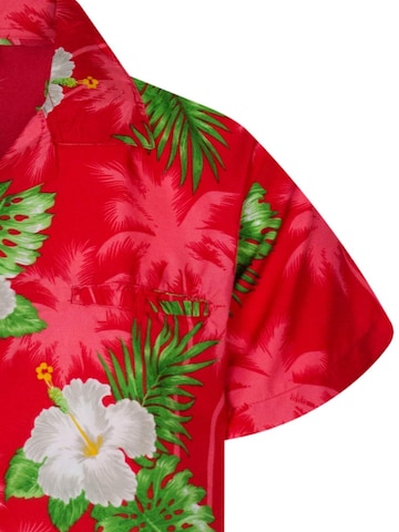 King Kameha Regular fit Button Up Shirt 'Small Flower' in Red