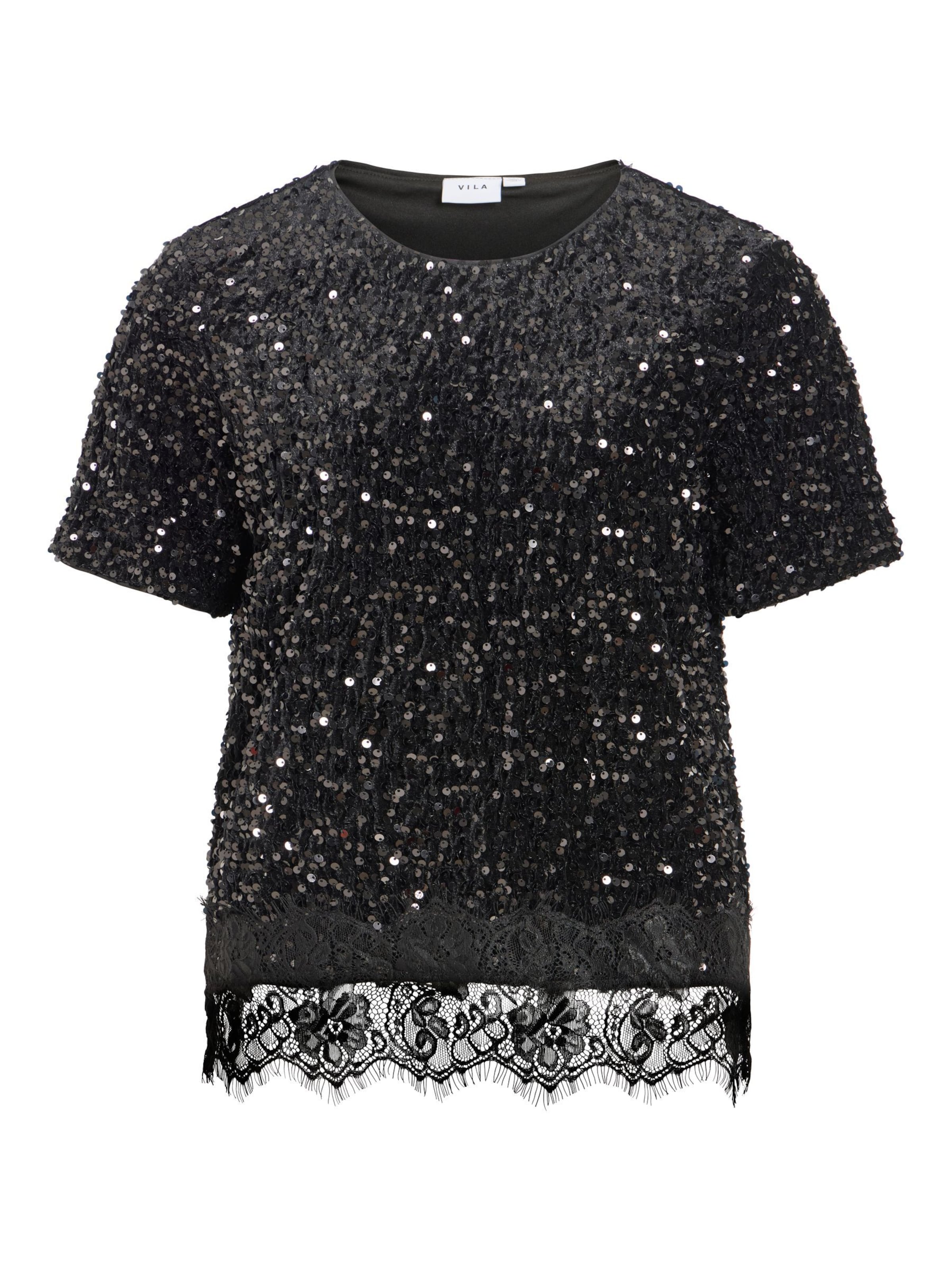 VILA Top 'BELIEVE' in Zwart: voorkant