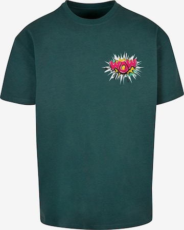 Merchcode T-Shirt 'Wow Comic' in Grün: Vorderseite