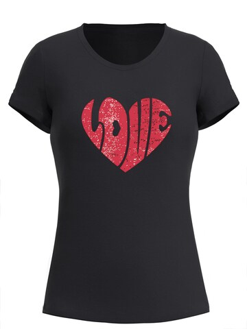 GORHEY Shirt 'Women's Summer Casual Red heart Print Shirt,Short-Sleeve Slim fit Basic Tee' in Zwart: voorkant