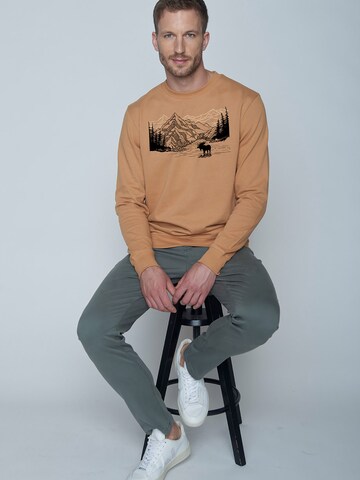 GREENBOMB Sweatshirt 'Nature Moose Mountain' in Brown